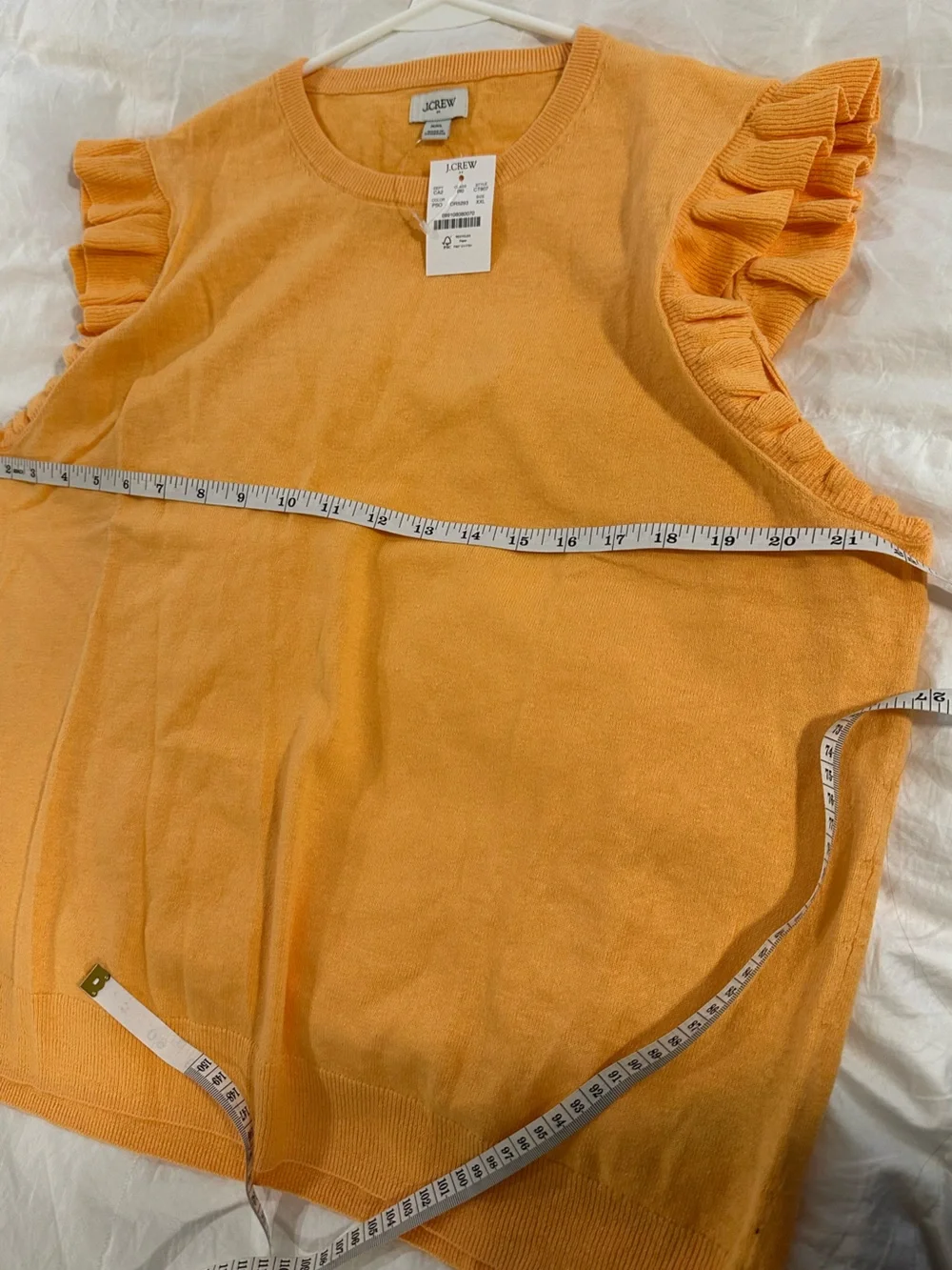 J.Crew Ruffle Sleeve Linen Blend Sweater Top Orange